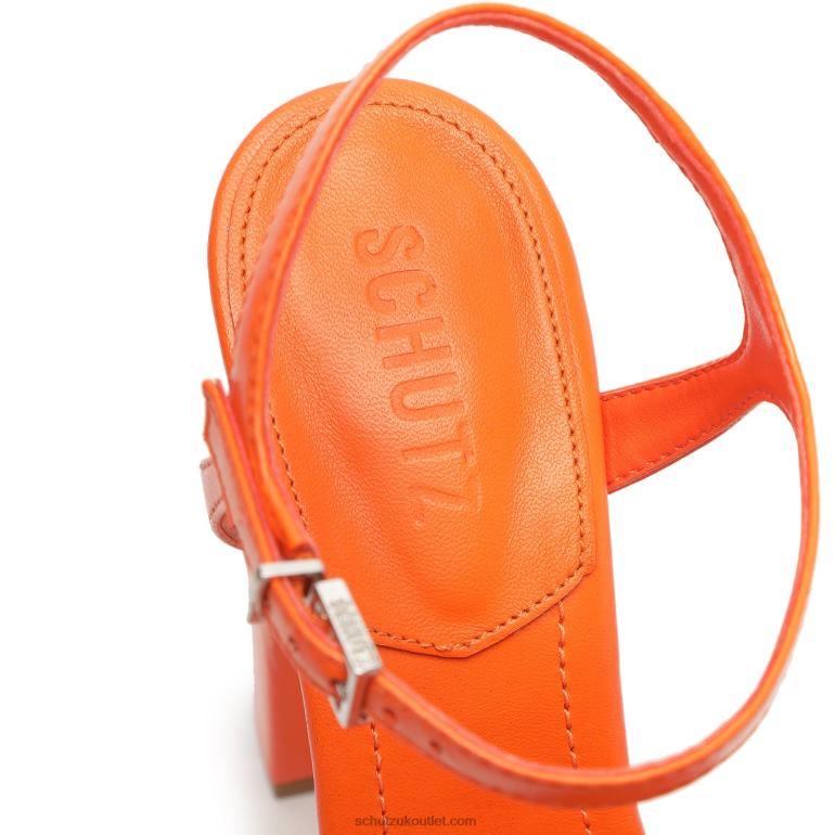 UK Schutz Keefa High Nappa Leather Sandal Flame Orange 806T8647