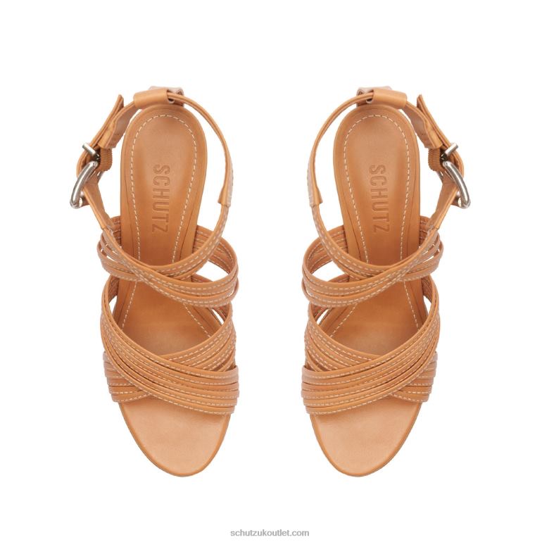 UK Schutz Marcela Platform Atanado Leather Sandal Honey Peach 806T8648