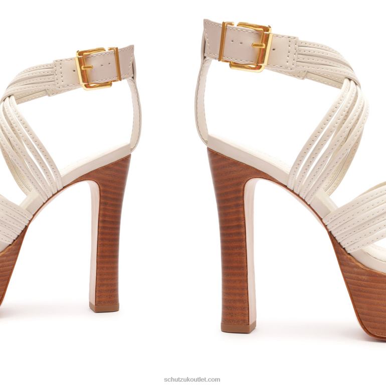 UK Schutz Marcela Platform Calf Leather Sandal Pearl 806T8640