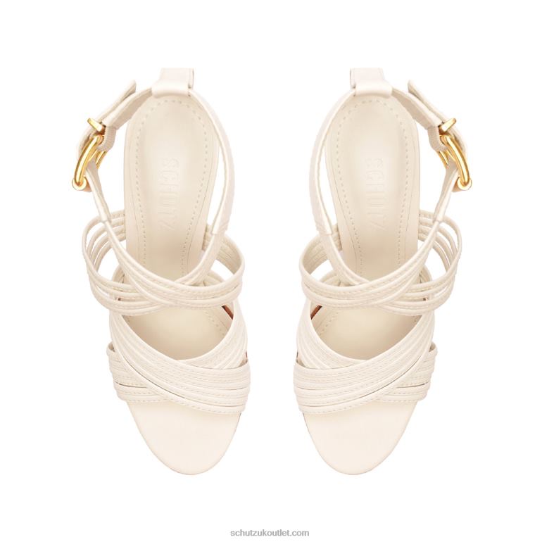 UK Schutz Marcela Platform Calf Leather Sandal Pearl 806T8640