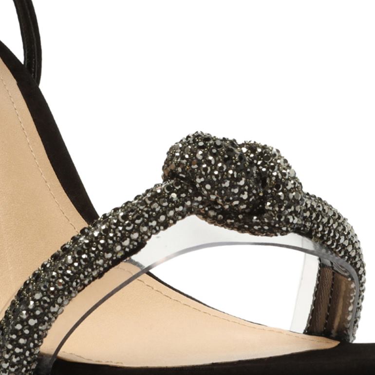 UK Schutz Peaky Platform Nubuck & Vinyl Sandal Black 806T8654