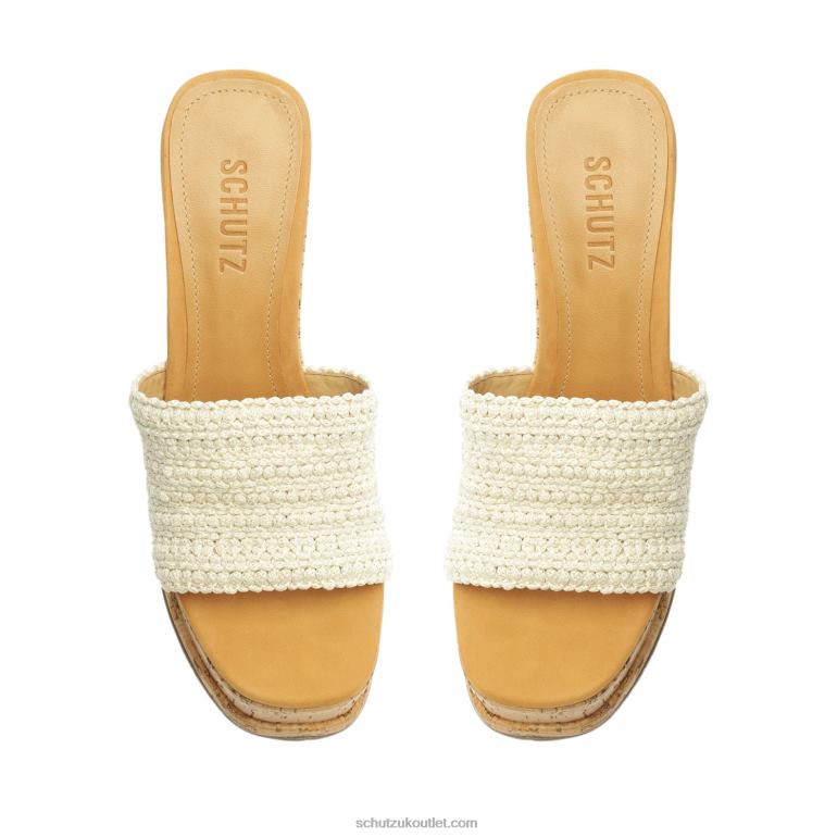 UK Schutz Dalle Casual Tira Leather Sandal Cru Ivory 806T8476