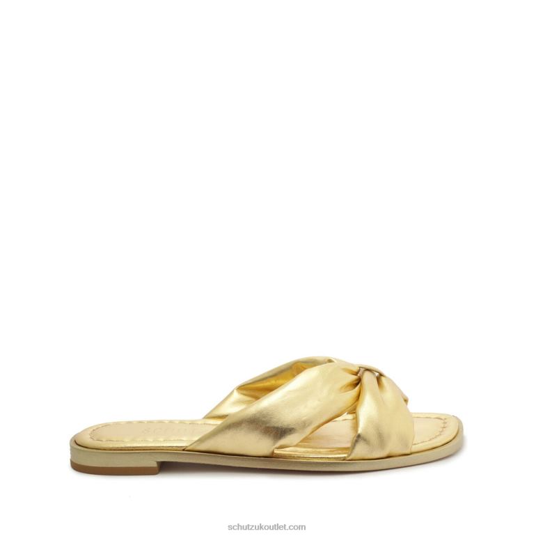 UK Schutz Fairy Flat Sandal Ouro Gold 806T8549